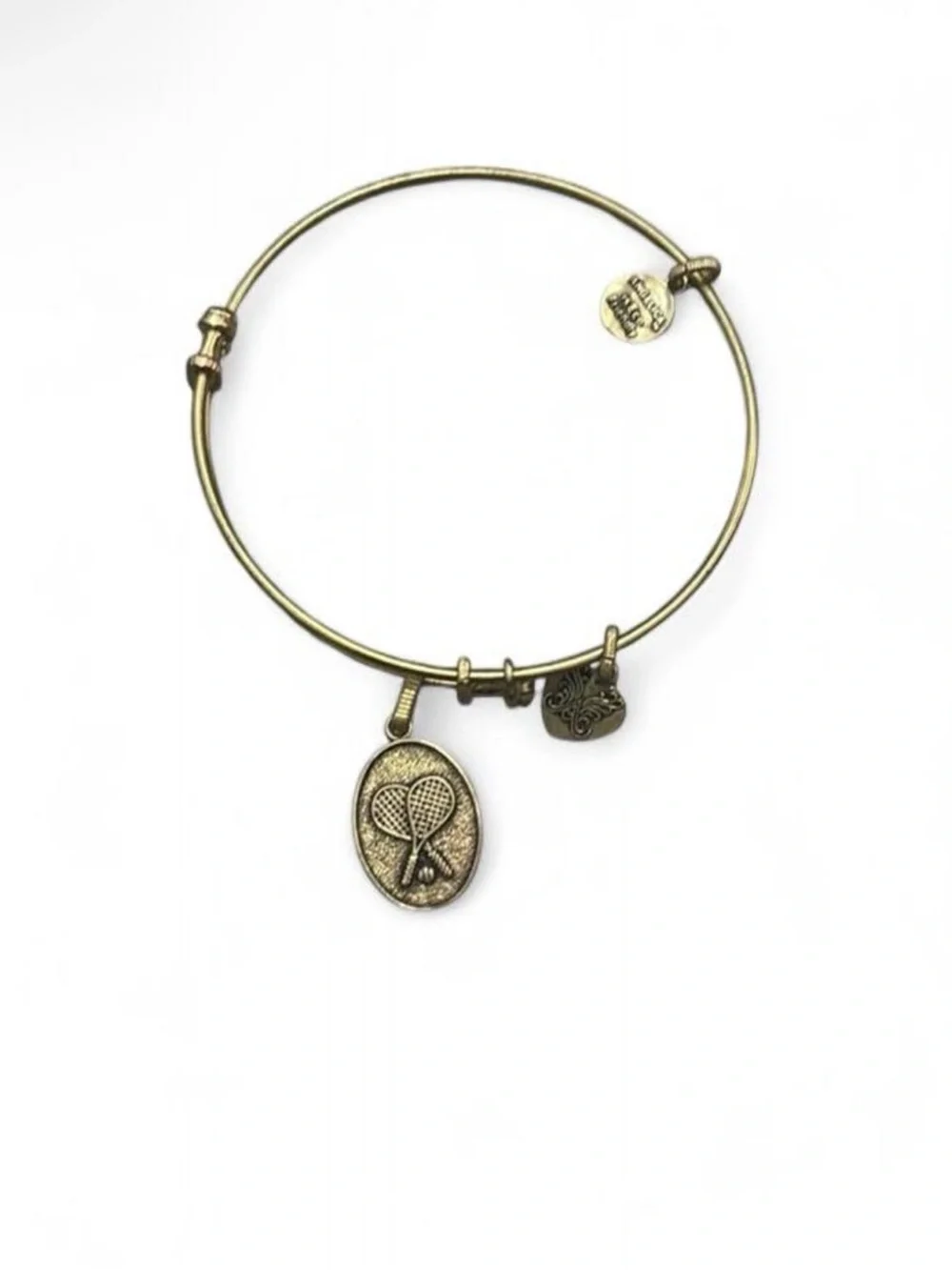 Gold Tennis Racket Charm Bangle Bracelet